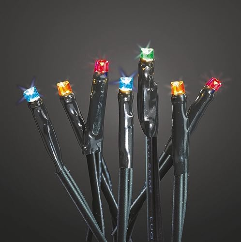 hellum Lichterkette 100 LED, 14,85m Länge, Lichterkette innen, bunt, <59lm, grün mit Stecker, für Weihnachtsbaum 151039