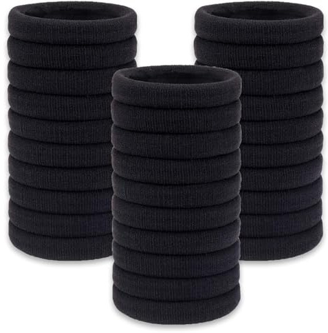 Shunshi Hair Bands for Girls, 30 Pack Strong Elastic Hair Bands for Women, 4mm Hair Ties no Damage for Girls, Seamless Hair Bobbles for Thick Curly Hair, Ponytail Holders Hair Accessories (Black)