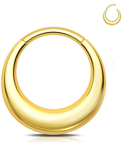 Melighting Anello per setto nasale in acciaio inossidabile 316L, orecchino a segmento incernierato per piercing al naso, gioielli per donne e uomini, 8mm, Acciaio inossidabile