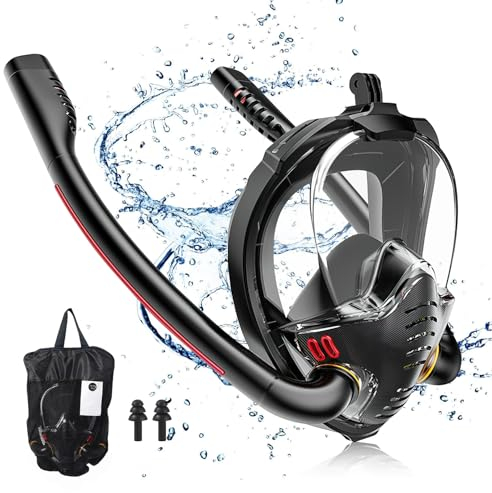 dellyy Schnorchelmaske für Erwachsene und Kinder, Tauchmaske, Vollmaske mit Schnorchel, CO2 Sicher, Schnorchelset Erwachsene, für Offenes Wasser (S/M)