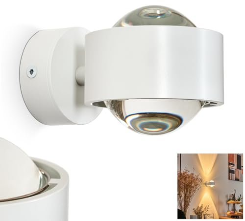 Lampada da parete HOFSTEIN Sapri, moderno faretto da parete in metallo/vetro bianco/trasparente, spot da parete con fantastico effetto luminoso, lampada Up&Down, 1 x G9, senza lampadina