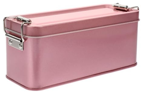 Beaupretty Tinplate Case with Lid 5.90X2.55X2.36In Airtight Cookie Storage Box Multi-Use Biscuit Container Metal Candy Case for Home Kitchen Organization