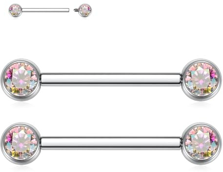 AROWRO 14 g tungpiercing bröstvårtstavar bröstvårtspiercing smycken titan tungstänger bröstvårtningsringar inre gänga tungpiercing platt ryggdel bropiercing smycken