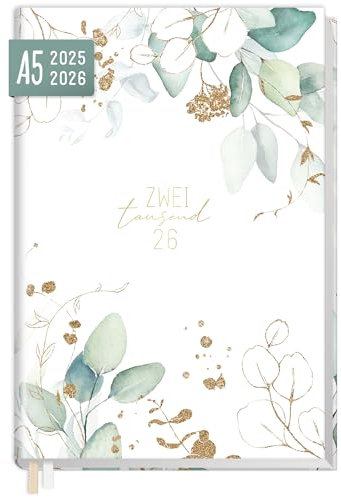 Häfft® Chäff-Timer 2025/2026 A5 Blattgold Kalender für 18 Monate: Juli 2025 bis Dez. 2026 - nachhaltig & klimafreundlich