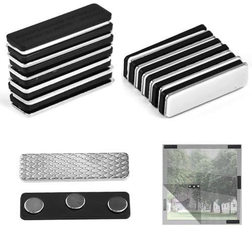 BUZIFU Magnetic Strip 12 Pairs Magnetic Curtain Closure Self-Adhesive Window Magnet Strips Magnetic Curtain Clips Blackout Blind Accessory Window Fixing Clips for Fly Screen Mesh Curtains, Black