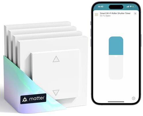 Meross Matte Smart Roller Shutter Switch for Blinds, WLAN Roller Shutter Control Compatible with Alexa, Apple HomeKit and Google Home (Neutral Cable Required)