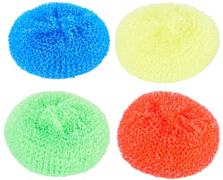 Restaurantware Plastic Dish Scrubbers 40 Pack 2.953 x 2.953 x 0.984 Inches Durable Non-Scratch Scrubbers Plastic Mesh Cleaning Pads Easy Grip Assorted Colors for Multi-Surface Cleaning