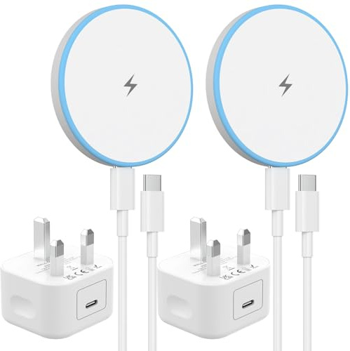 2Pack Wireless Charger 15W Magsafe Pad 20W iPhone Plug with 6FT USB C Cable