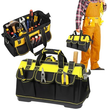 Daimann - Borsa Porta Attrezzi Multitasche in Tessuto Oxford Impermeabile con Base Rigida, Manico Confortevole per Uso Professionale e Fai-da-te