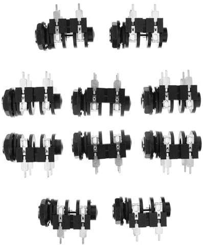 VICASKY 10pcs Audio Jack Adapter Mono Output Jack for Electric Guitar Microphone Cable Connector Panel Mount Audio Socket