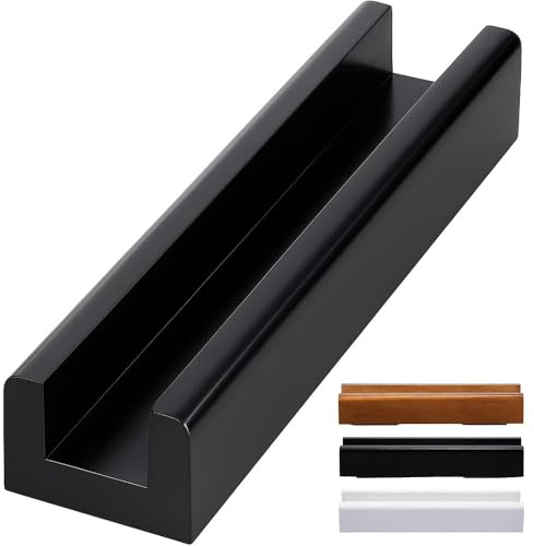 WYWY Supporto per Specchio da Terra, Cornice per Specchio a Piedestallo in Legno Antiscivolo con Base Robusta – Facile da installare, Pratico & Durevole per Cornici Fotografiche e Quadri(Black)