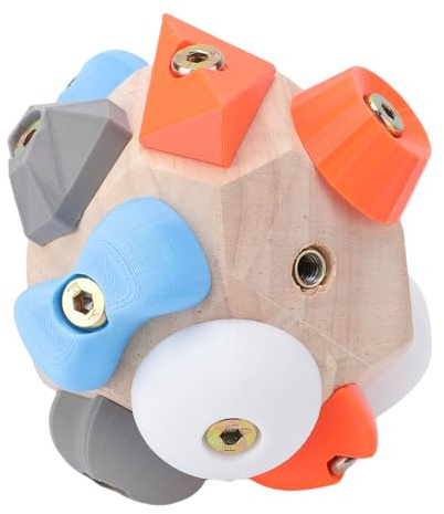 HUSHUI 3D-klättringsträningsboll, Anpassningsbar Fingerstyrketränare i trä med Flyttbara Grepp för Bouldering-fans och Fitnessälskare