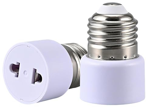2 pezzi adattatori per prese a incandescenza E27,attacco per lampada, attacco a vite, convertitore E27, 2 poli, bianco Conversione in presa di corrente per veranda, fotocamera, garage