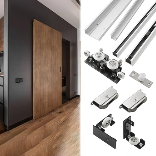 Mjukstängande osynligt skjutdörrsystem 1,2 m aluminiumlegering bypass dörrskena för sovrum badrum och tvätt anpassningsbar flytande design enkel inllat