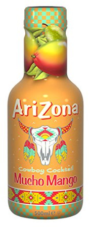 AriZona Grönt te – lågt socker, låg kalori, Mucho Mango smak – 500 ml, paket med 6 hälsosamt te