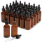 Amber Glass Bottles with Pipette and 6 Funnels, 30-Count of Dropper Bottles, Refillable for Essential Oils, Aromatherapy, 36 Pieces Total, 60 ml Each