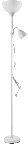 Virone URLAR Lampadaire Sur Pied Salon 175 cm Deux Sources Lumineuses Remplaçables- max 25W pour E27 + max 40W pour E14 (blanc)