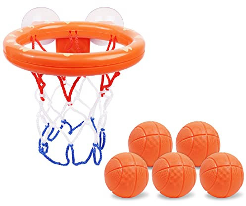 Vicloon Mini Basketballkorb mit 2 Saugnapf,5 Bälle, Badezimmer Basketballkorb,Wasserspielzeug Kinder Spielzeug,Mini Basketballkorb Set für Wohnzimmer/Bad/Schlafzimmer…
