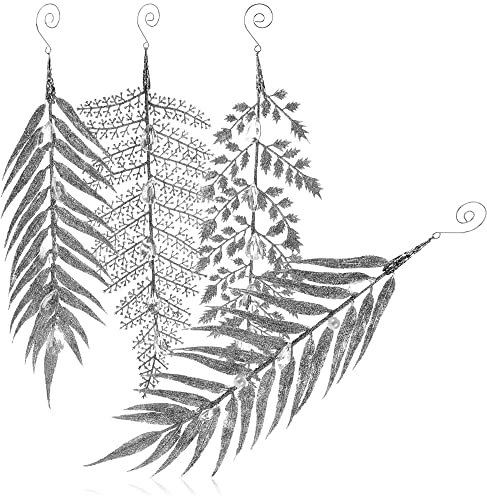 COM-FOUR® 4X Rama Brillante - arreglo Brillante para la decoración navideña - decoración para la Corona de Adviento, árbol de Navidad o arreglo [la selección Plata