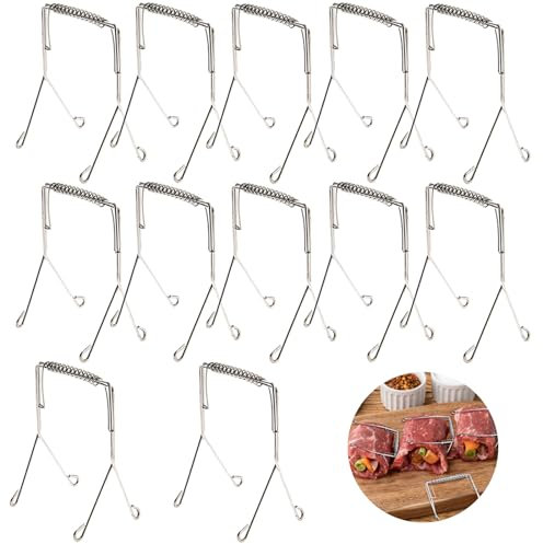 12x Rouladenklammern aus Edelstahl wiederverwendbar, Rouladen Klammern als perfekte Alternative zu Rouladennadeln oder Rouladenspieße [12 Stück]