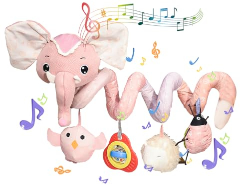 Coriver Kinderwagen Spielzeug, Activity Spirale Spielzeug Aufhängen an Babyschale Kinderbett, Babyschale Spielzeug, Kinderbett Spiralspielzeug Hängendes Spielzeug für Neugeborene 0+ Monaten (2. rosa)