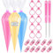 GZMAISULEE Sac à poche usa e getta da 30,5 cm, 100 sacchetti da pasticceria anti scoppio addensati con 2 fascette per sac à poche, 1 accoppiatore, 6 punte per glassare torte e biscotti, decorazioni da