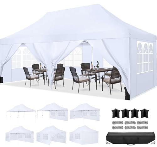COBIZI Barnum Pliant 3x6m Tonnelle Pliante 3x6 Tonnelle de Jardin Exterieur Imperméable Professionnel Tente de Reception avec 6 Parois Latérales Tonnelle Tente UV 50+