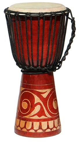 Wogeka - 40 cm Djembe - Bongo con tallado patrón tallado como idea de regalo África Style tambor 14