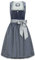 Nübler Dirndl midi Damen - 2 teilig inkl. Kleid und Dirndl Schürze, Rocklänge 70cm - Moderne bayrische Tracht, Evi Blau, Größe:46