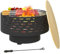 Outsunny 3-in-1 Feuerschale Ø60 x 39cm aus Edelstahl Feuerstelle mit Grillrost Schürhaken Funkenschutz in Holzoptik Feuerschalen Feuerkorb für Garten, Balkon Terrasse, Outdoor BBQ Camping Kohlegrau