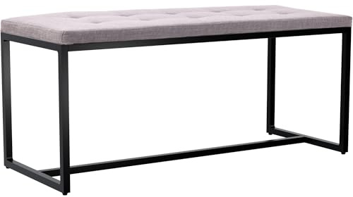 CLP Panca Barci I Panca moderna | Panca imbottita di alta qualità con struttura in ferro verniciato a polvere nera, Colore:grigio, Materiale:Stoffa