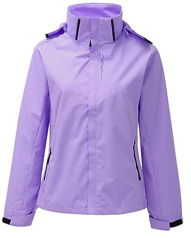 Uwdiohq Veste Hardshell pour femme printemps à capuche détachable deux pièces extérieure l'eau Trench d'alpinisme Chat veste d ete Sans Manche Femme Manteau Ceinture Bombers Femmes Taille 46