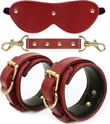 Manette In Pelle Di Alta Qualità Accessori Coppia Con Manette In Metallo Kit Maschera Occhi Manette Regolabili Maschera Occhiale Per Coppie Giocattoli