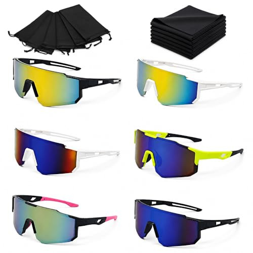 HuaMuDM 6 Piezas Gafas Deportivas para Actividades,Gafas de Ciclismo