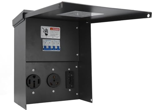 Yosoo Health Gear Uttagslåda för Husbilar Kallvalsad Stål PC Elpanel för Husbilar med Förkopplade 20A 30A 50A 125V Uttag Väderbeständig Design för Husbilssläp Camping Byggplats