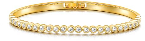 Philip Jones 18k guldpläterat tennisarmband skapat med Zircondia kristaller (7 tum)