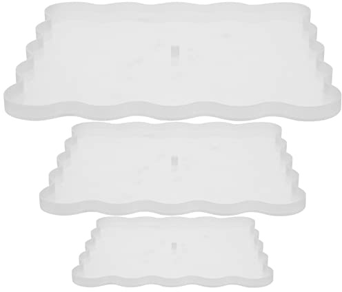 UPKOCH 3 Tier Silicone Resin Cake Stand Molds, White, 3 Piece Set