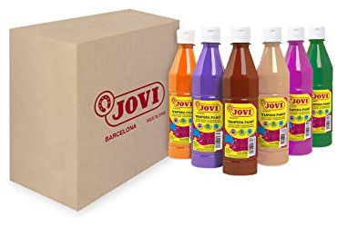Jovi - Tempera liquide, étui de 6 bouteilles de 500 ml, couleurs secondaires, peinture à base d'ingrédients naturels, facile à laver, sans gluten, idéale pour un usage scolaire (506/6B)