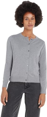 Tommy Hilfiger Damen Cardigan Jersey Stitch Cardigan Elegant, Grau (Medium Grey Heather), M