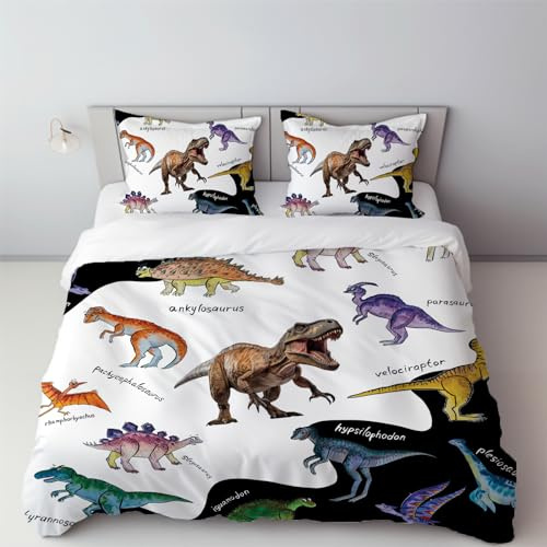 HAVOP Dinosaur Duvet Cover Set Double Size Kids Boys Bedding Quilt Cover | Dinosaur Printed Duvet Cover, Great For Kids Boys Teens Room Decor, Matched Pillowcases, All Season Bed Set
