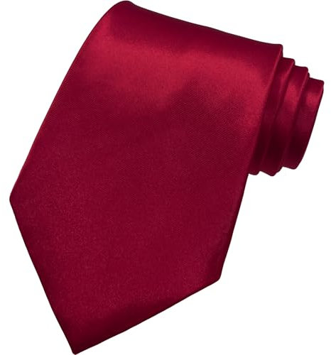 AHLPO Elegante Krawatte für Herren Satin 8 cm, Herren Krawatten, Klassische Schlips Herren für Hochzeit, Büro, Party und Festliche Veranstaltungen - Einfarbig in Verschiedenen Farben Tie Weinrot