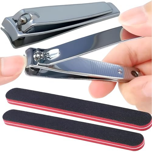 2 Cortauñas Pies Corta Uñas Adulto mas 2 Limas de Uñas Profesionales - Kit Manicura Profesional - Cortauñas Pies Profesional Recto - Alicates Uñas Pies para Uñas Gruesas - Corta Unhas Nail Clipper