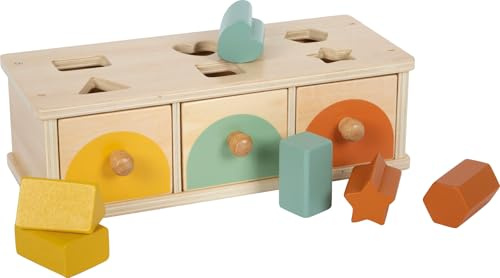 Small Foot Scatola cassetto ad Incastro Montessori in Legno FSC 100% Certificato, 3 cassetti con 6 Elementi da incastrare Colorati, per Bambini da 1 Anno, 12746