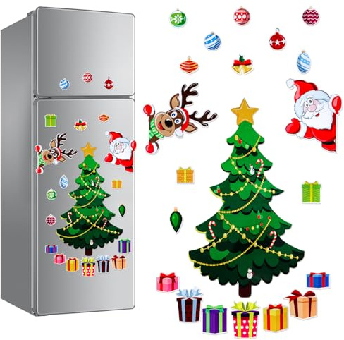 Christmas Fridge Magnet,Magnetic Stickers Christmas Tree Decorations,Festival Fridge Magnets Xmas Theme Fridge Decals for Fridge Crafts Door Mailbox Christmas Decoration