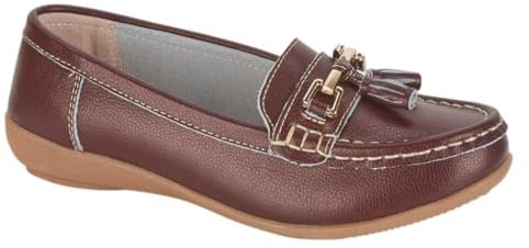 Jo & Joe Womens Leather Flat Loafer Ladies Casual Comfy Work Shoes Plum UK 5