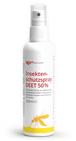 apodiscounter DEET 50% Insektenschutzspray - gegen Mücken und Zecken für Reisen, Outdoor & Tropen (1x 100 ml)