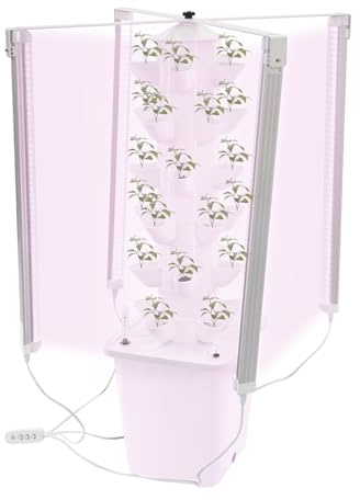 AQIFAND Torre idroponica con illuminazione a LED, sistema di coltivazione idroponica, 30 fori, serra per interni, irrigazione automatica e timer da 10 l, ideale per erbe, frutta e verdura