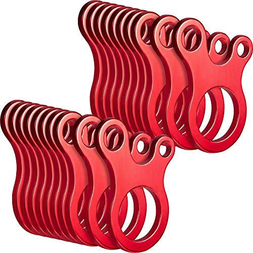 SATINIOR 20 Pieces Aluminum Alloy Guyline Cord Adjuster Tent Tensioners Rope Adjusters for Outdoor Camping Hiking, Red