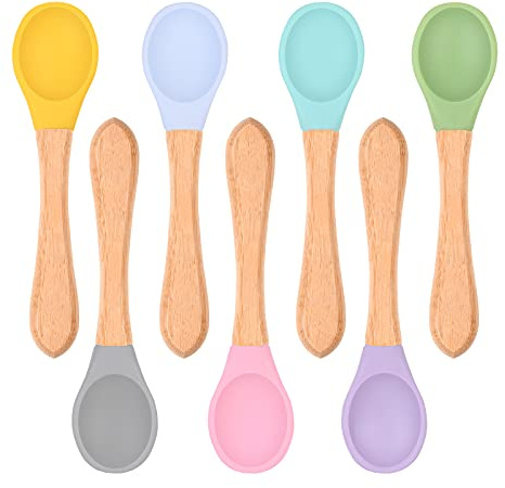 Vicloon Baby Spoon, 7 Pcs Baby Feeding Spoons with Soft Curved Silicone Tips, BPA-Free, Safe Utensils for Toddlers Kids Infants
