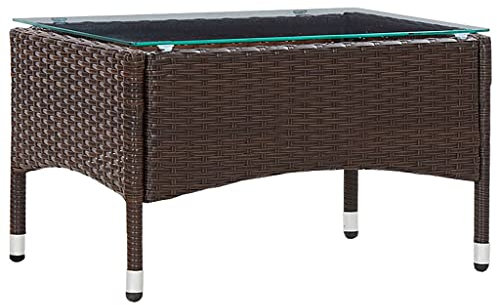 vidaXL Couchtisch Beistelltisch Teetisch Gartentisch Tisch Rattantisch Balkontisch Loungetisch Gartenmöbel Braun 60x40x36cm Poly Rattan